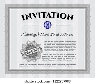Grey Invitation. Retro design. Vector illustration. With background. 