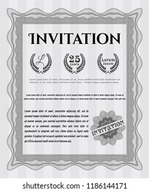 Grey Invitation. Sophisticated design. With complex background. Vector illustration. 
