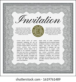 Grey Invitation. Sophisticated design. Vector illustration. Complex background. 
