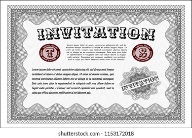 Grey Invitation. Superior design. Complex background. Vector illustration. 