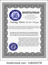 Grey Invitation. Superior design. Complex background. Detailed. 