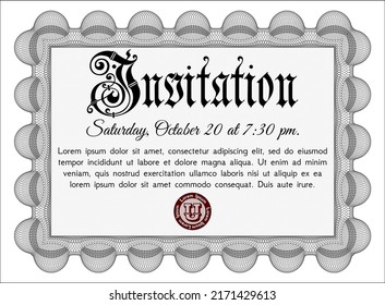Grey Invitation. Superior design. With linear background. Customizable, Easy to edit and change colors. 