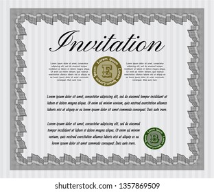 Grey Invitation template. Artistry design. Vector illustration. Complex background. 