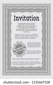 Grey Invitation template. With background. Beauty design. Vector illustration. 