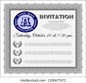 Grey Invitation template. With background. Customizable, Easy to edit and change colors. Modern design. 