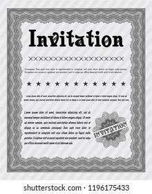 Grey Invitation template. With background. Detailed. Money style design. 