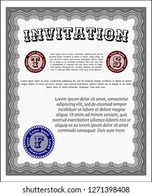 Grey Invitation template. With background. Elegant design. Customizable, Easy to edit and change colors. 