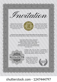 Grey Invitation template. With background. Good design. Vector illustration. 