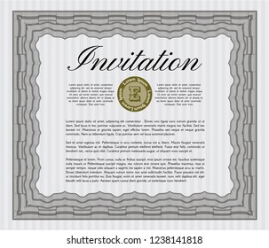 Grey Invitation template. With background. Retro design. Vector illustration. 