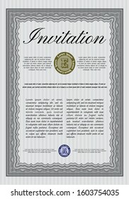 Grey Invitation template. With background. Vector illustration. Artistry design. 