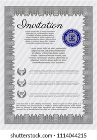 Grey Invitation template. With complex background. Detailed. Money Pattern. 