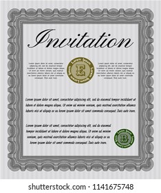 Grey Invitation template. With complex background. Superior design. Customizable, Easy to edit and change colors. 