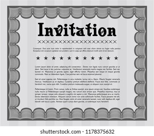 Grey Invitation template. Complex background. Vector illustration. Good design. 