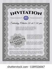 Grey Invitation template. Complex background. Customizable, Easy to edit and change colors. Money design. 