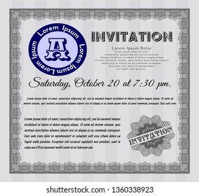 Grey Invitation template. With complex background. Money style design. Customizable, Easy to edit and change colors. 