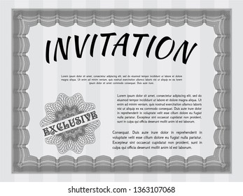 Grey Invitation template. Complex background. Customizable, Easy to edit and change colors. Money style design. 