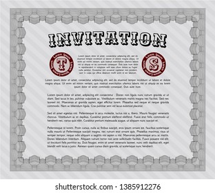 Grey Invitation template. Complex background. Vector illustration. Money Pattern. 