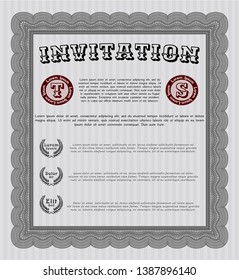 Grey Invitation template. Complex background. Customizable, Easy to edit and change colors. Beauty design. 