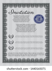 Grey Invitation template. Complex background. Customizable, Easy to edit and change colors. Excellent design. 