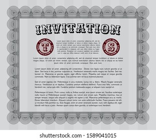 Grey Invitation template. Complex background. Sophisticated design. Customizable, Easy to edit and change colors. 