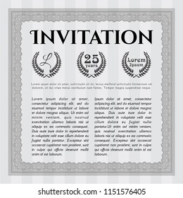 Grey Invitation template. With complex linear background. Perfect design. Detailed. 