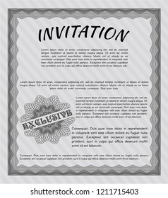 Grey Invitation template. Cordial design. Detailed. With guilloche pattern and background. 
