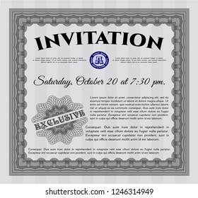 Grey Invitation template. Cordial design. Easy to print. Vector illustration. 