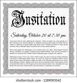 Grey Invitation template. Cordial design. With quality background. Detailed. 