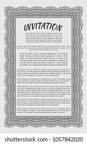 Grey Invitation template. Customizable, Easy to edit and change colors. With guilloche pattern and background. Retro design. 
