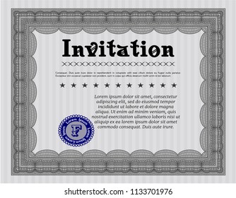 Grey Invitation template. Customizable, Easy to edit and change colors. Printer friendly. Cordial design. 