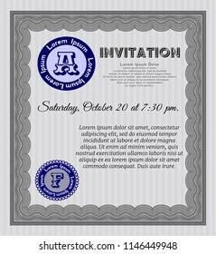 Grey Invitation template. Customizable, Easy to edit and change colors. With great quality guilloche pattern. Excellent design. 