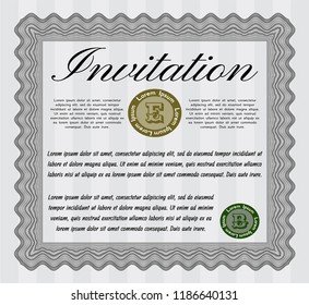 Grey Invitation template. Customizable, Easy to edit and change colors. With complex background. Excellent design. 