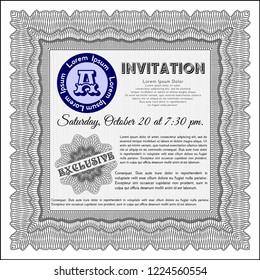 Grey Invitation template. Customizable, Easy to edit and change colors. With background. Beauty design. 