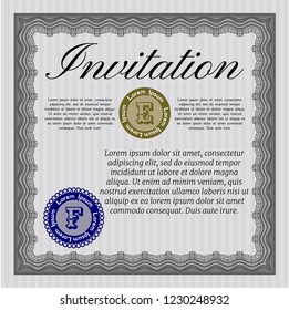 Grey Invitation template. Customizable, Easy to edit and change colors. Complex background. Retro design. 