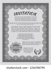 Grey Invitation template. Customizable, Easy to edit and change colors. With great quality guilloche pattern. Elegant design. 