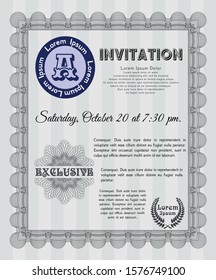 Grey Invitation template. Customizable, Easy to edit and change colors. With great quality guilloche pattern. Excellent design. 