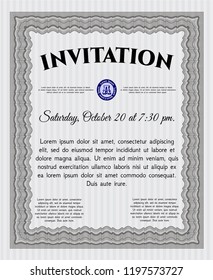 Grey Invitation template. Detailed. With background. Lovely design. 