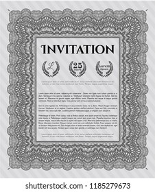 Grey Invitation template. Detailed. Complex background. Money Pattern design. 