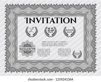 Grey Invitation template. Detailed. With quality background. Beauty design. 