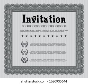 Grey Invitation template. Detailed. With quality background. Money design. 