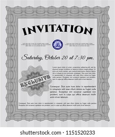 Grey Invitation template. Easy to print. Detailed. Cordial design. 