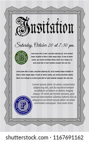 Grey Invitation template. Easy to print. Detailed. Cordial design. 