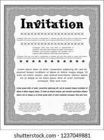 Grey Invitation template. Easy to print. Elegant design. Vector illustration. 