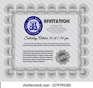 Grey Invitation template. Easy to print. Nice design. Customizable, Easy to edit and change colors. 