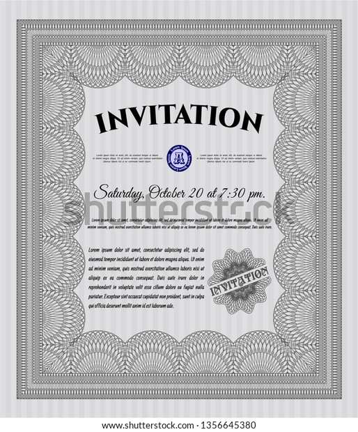 Grey Invitation Template Easy Print Vector Stock Vector (Royalty Free ...