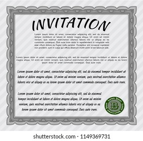 Grey Invitation template. Elegant design. With great quality guilloche pattern. Customizable, Easy to edit and change colors. 