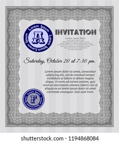 Grey Invitation template. Elegant design. Printer friendly. Vector illustration. 