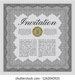 Grey Invitation template. Elegant design. With background. Detailed. 