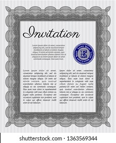 Grey Invitation template. Elegant design. Customizable, Easy to edit and change colors. With linear background. 