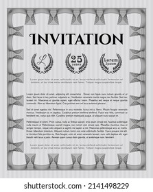 Grey Invitation template. Elegant design. With quality background. Vector illustration. 